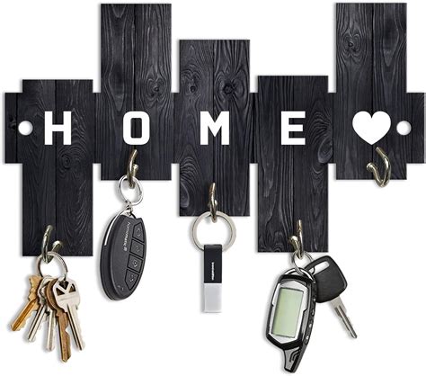 SHUCHI Kitty Pow Cat Inspired Key Holder - Matte Black Metal Rack, 6 ...