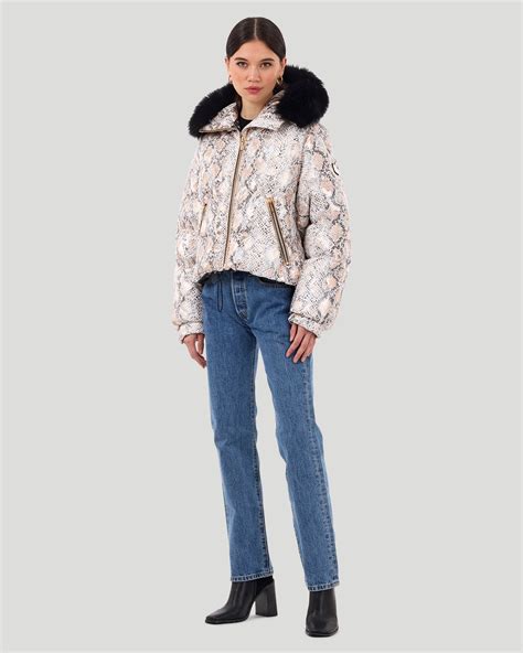 Printed Après-Ski Jacket with Detachable Toscana Shearling Lamb Hood T