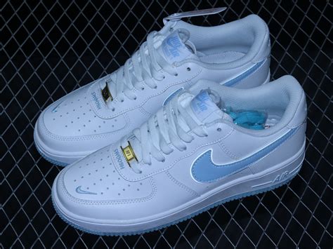 Nike Air Force 1 07 Low Swoosh Light Blue White Metallic Gold CV5696 ...