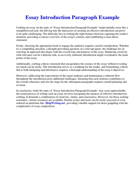 Essay Introduction Paragraph Example | PDF | Essays | Harry Potter