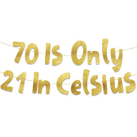 70 is Only TWE5 21 in Celsius Gold Glitter Banner - Happy 70th Birthday ...