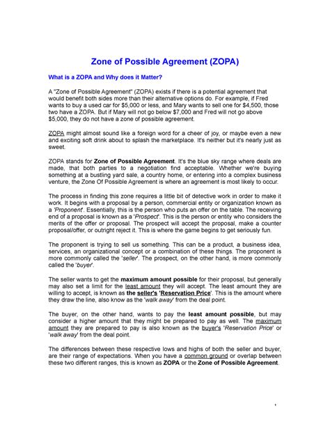 ZOPA - ZOPA and BATNA - Zone of Possible Agreement (ZOPA) What is a ...