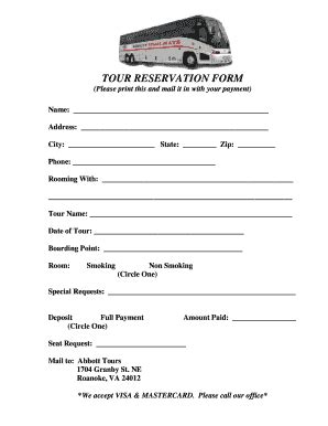 Documents/TOUR RESERVATION FORM.pdf 2020-2026 - Fill and Sign Printable ...