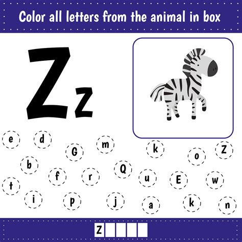 Learning English alphabet. Letters recognition. Color all letters Zz ...