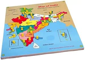 Buy Super Price Indian Map Wooden Knowledge Learning Puzzle Educational ...