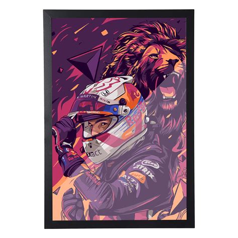 FRAMEO STORE Max Verstappen Poster Glass frame, Max Verstappen Unleash ...