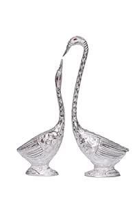 Buy Kanhaji Creations Medium (Silver) -Metal Handcrafted Swan Couple ...