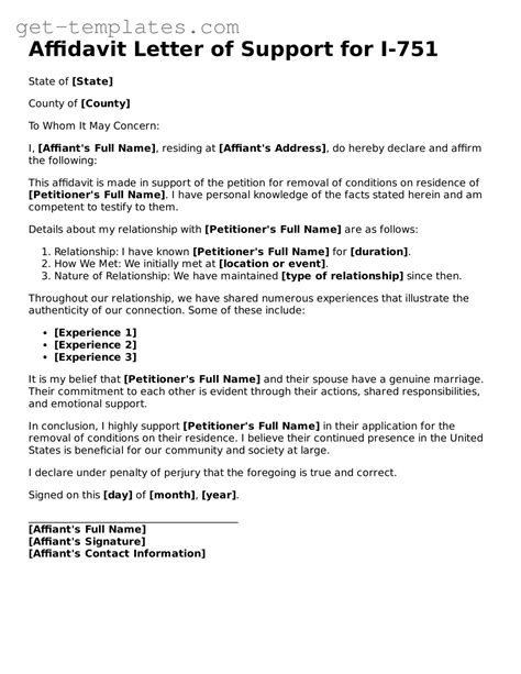 Make a Valid Affidavit Letter of Support for I-751 Using Our Printable ...