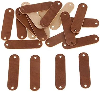 CALANDIS® 20pcs PU Leather Label Sew On Labels with Holes Engraved Tag ...