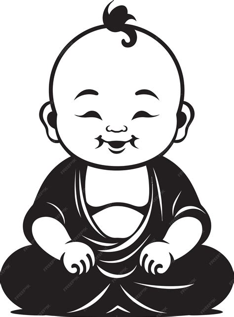Premium Vector | Little zen master black emblem design peaceful prodigy vector zen silhouette