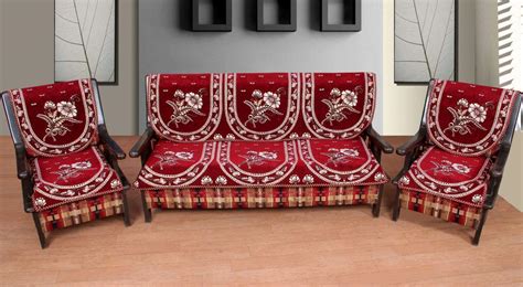 ELOHIM Luxurious Premium Cotton 5 Seater Sofa Cover Set (Set of 6 ...