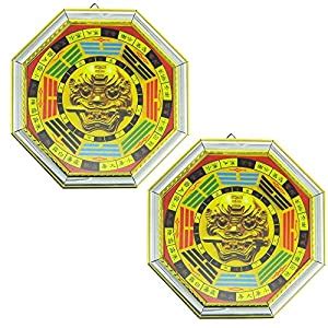Eshoppee Fu Dog 3D Bagua Pakua Pakwa Mirror, Nazarbatttu Hanging (Set ...
