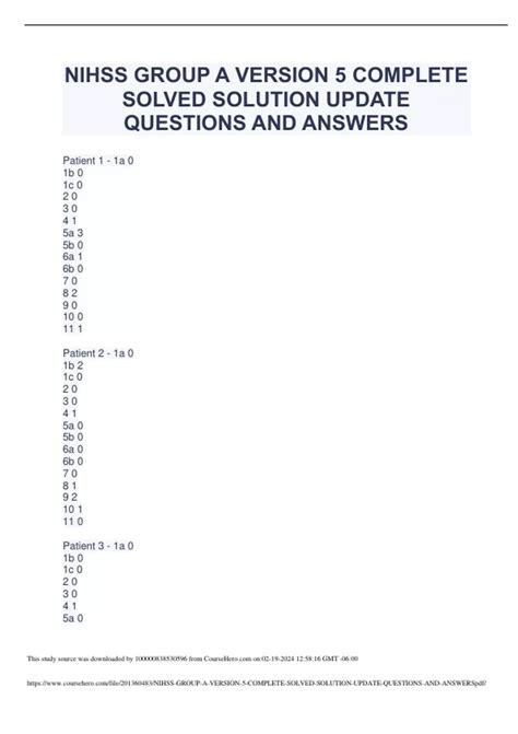 NIHSS GROUP A VERSION 5 COMPLETE SOLVED SOLUTION UPDATE QUESTIONS AND ...