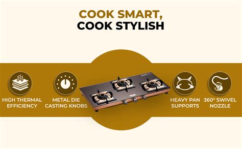 Urban Chef 3 Burner Gas Stove Glass Top
