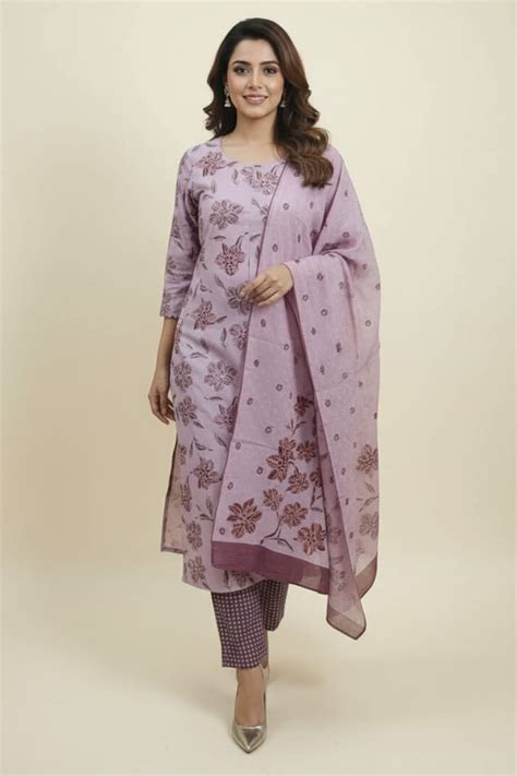 Designer Pink Floral Printed Viscose Dobby Straight Cut Salwar Suit fo