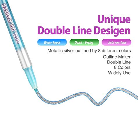 Outline Marker Pens, 8 Colors Double Line Marker Pen Sel-outline ...