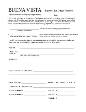 Fillable Online bvu Req quest for r Direct Paymen bntb Fax Email Print ...
