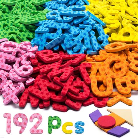 192 Pcs Magnetic Letters Numbers 9 Colour(With Pattern Blocks,Symbols ...