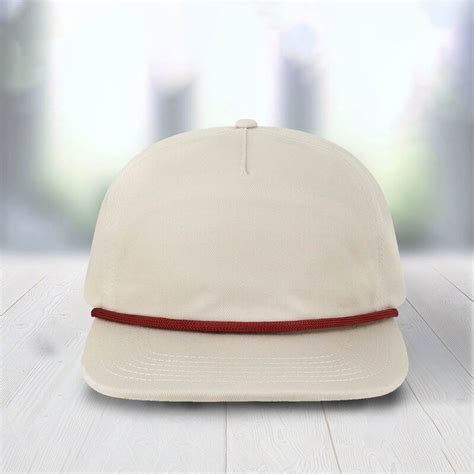 1 Count Unstructured Rope Cap Five Panel Low Profile with Recycled Flat ...