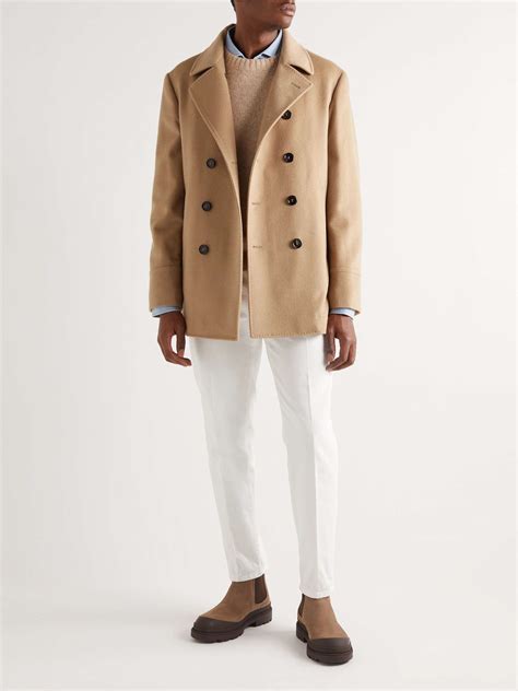 Camel Hair Pea Coat Men