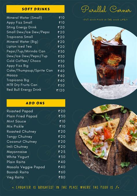 Menu at Parallel Corner, Bengaluru, Thanisandra Main Rd