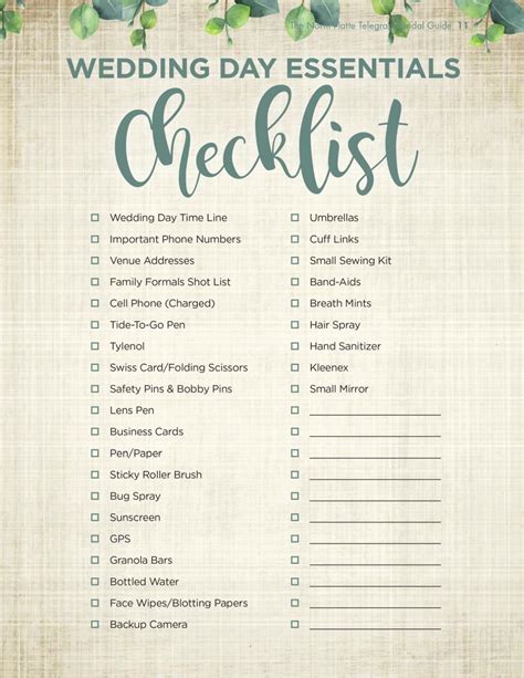 Wedding Day Items Checklist at Maddison Westacott blog