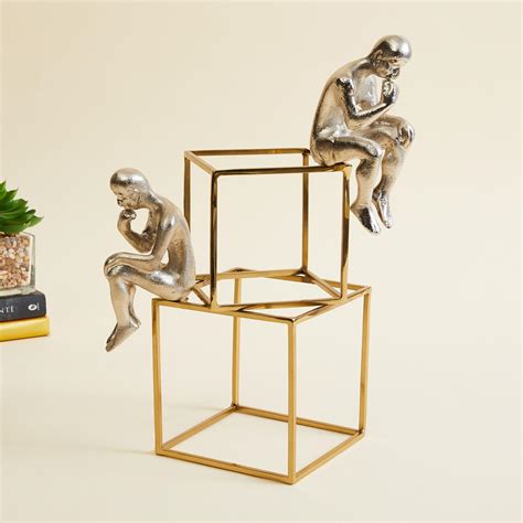 Buy Splendid Gold Rush Metal Man on Cubes Table Accent from Home Centre ...