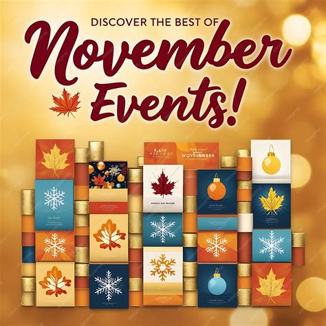 Ilustración de texto para el tema Eventos en noviembre en inglés con un ...