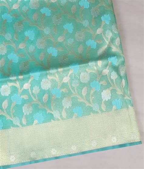 Buy Blue Banaras Organza Saree T580269