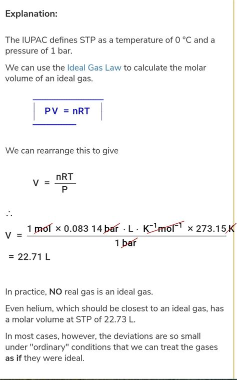 what is the volume of 1 mole ideal gas at STP - Brainly.in