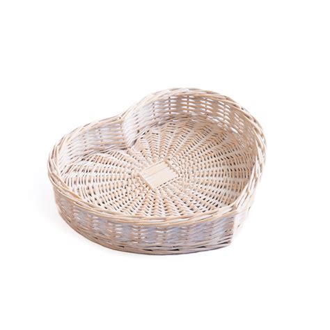 Whitewash Wicker Heart Shaped Tray - Arthur Cameron