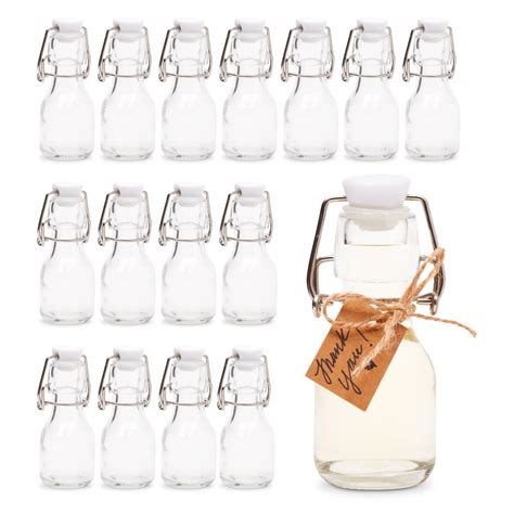 Buy 15 Pack Mini Swing Top Glass Bottles, 2 oz Small Clear Bottle with ...