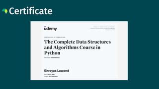 Image result for Data Structures and Algorithms Using Python Certificate