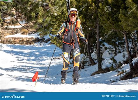 Men Doing Ski Mountaineering in the Mountains of the Pyrenees in an ...