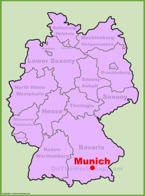 Munich location on the Germany map - Ontheworldmap.com