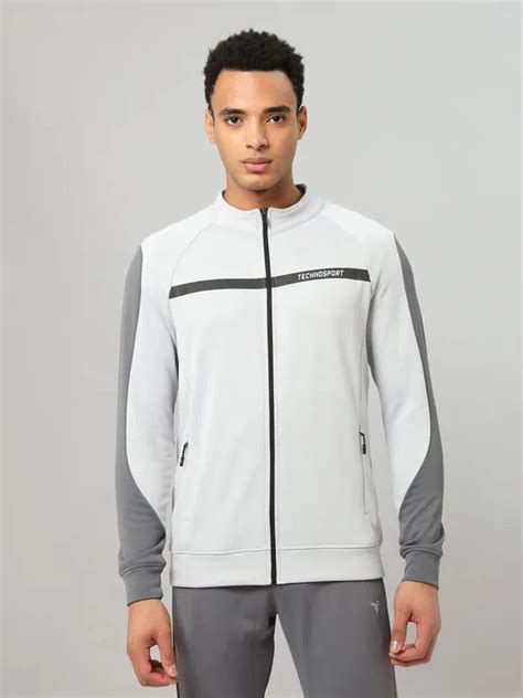 Men Slim Fit Mock Neck Jacket with Techno Guard