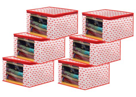 Kuber Industries Foldable Saree Covers With Zip|Polka Dots Wardrobe ...