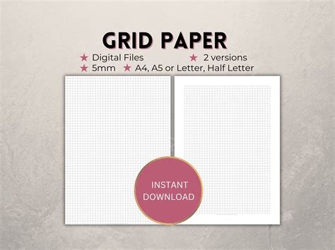 Digital Grid Paper, Printable Graph Planner Inserts, Downloadable PDF for Journal Notebook ...