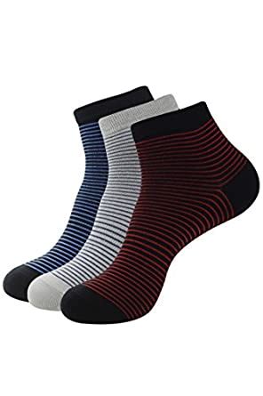 Balenzia Men's Cotton Ankle Socks (Pack of 3) (A-04-012_bk, nv, l.Grey ...