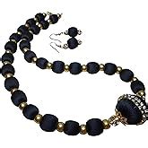 Buy GOELX Antique Heart Pendant Silk Thread Necklace Set with Antique ...