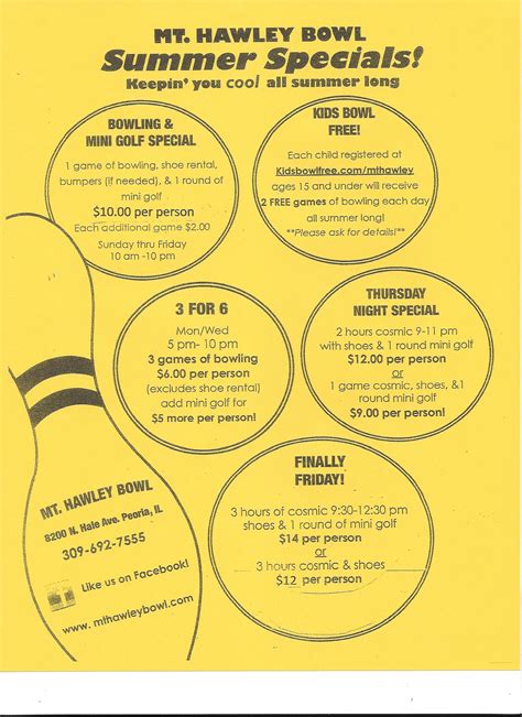 Mt Hawley Bowling Center > INFORMATION > SPECIALS