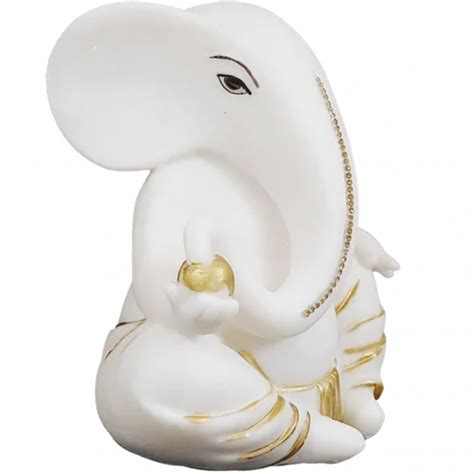 Marble Ganesh Statue - H 21.5 cm Mukut Ganesha Yellow Dhoti Statue ...