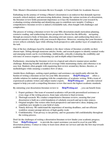 Image result for Dissertation Literature Review Example