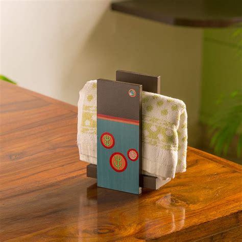 ExclusiveLane 'Oasis Rack' Hand-Painted Wooden Hand Towel Holder (Upto ...