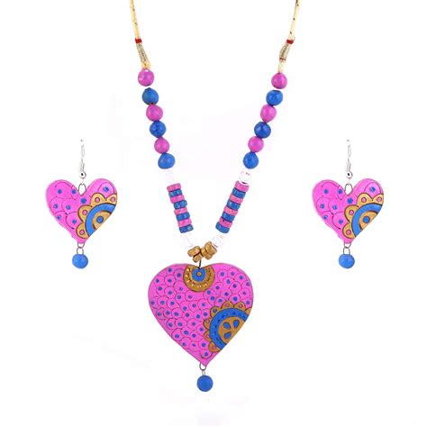 Buy Adone Multicoloured Indian Traditional Terracotta Necklace and ...