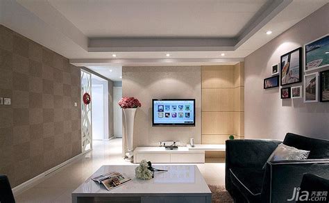 现代简约风格二居室100平米电视背景墙效果图_齐家网装修效果图