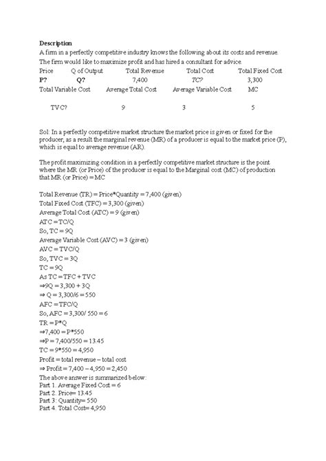 Perfectly competitive industry fill blanks - Description A firm in a ...