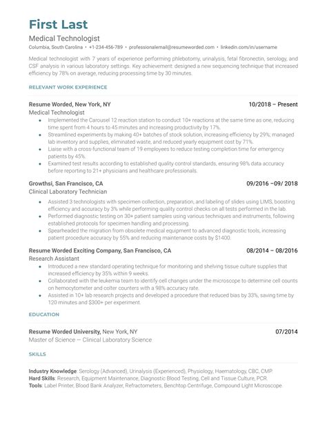 3 Radiologic Technologist Resume Examples for 2026 | Resume Worded
