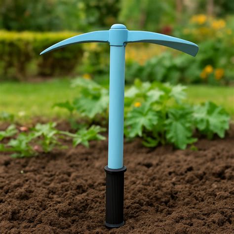 Heavy Duty Garden Tiller with Wooden Handle – Sky Blue – Ecofynd