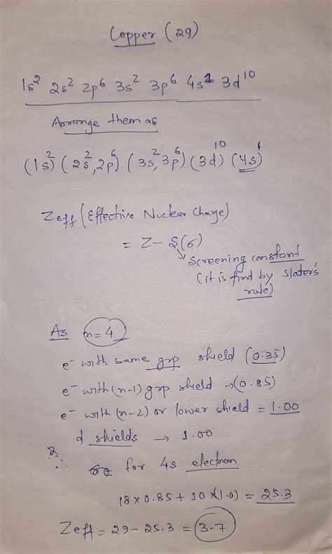 Effective Nuclear Charge Of Copper
